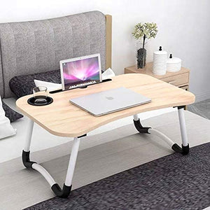 Homlly Breakfast Foldable Laptop Table with Tablet and cup slot