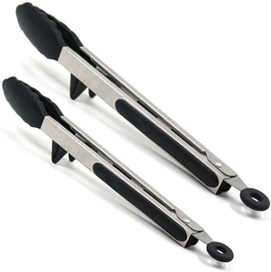 Homlly 9" & 12" Kitchen Food Tongs with Silicone Tips