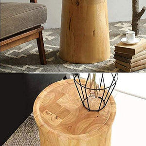 Homlly Round Pine Tree Wood Side Table