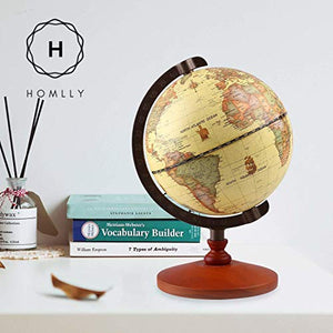 Homlly Wooden Base Retro World Globe (14cm Dia) - Homlly