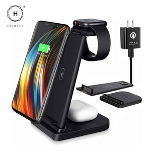 Homlly Detachable 3 in 1 Wireless Charging Station  Dock for Apple Samsung Watch Qi enabled Smartphone