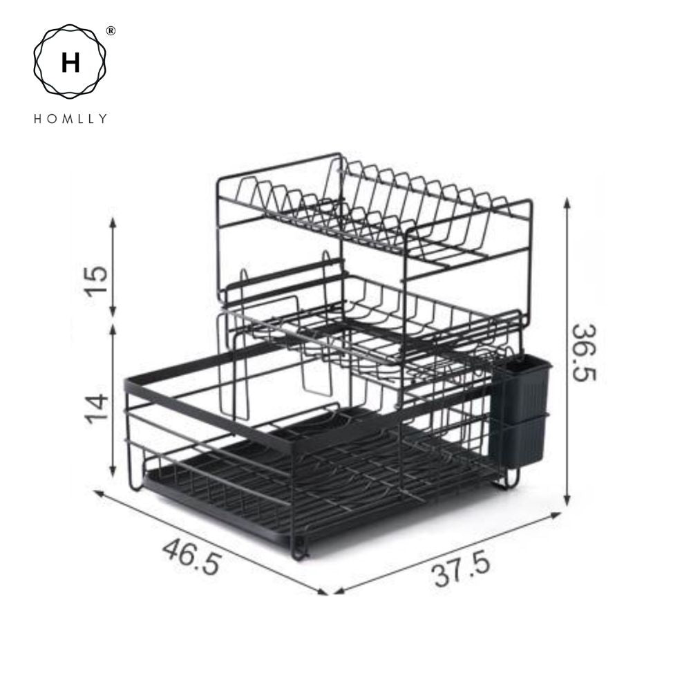 2/3 Tiers Dish Drainer Holder Drying Rack with Tray adjustable