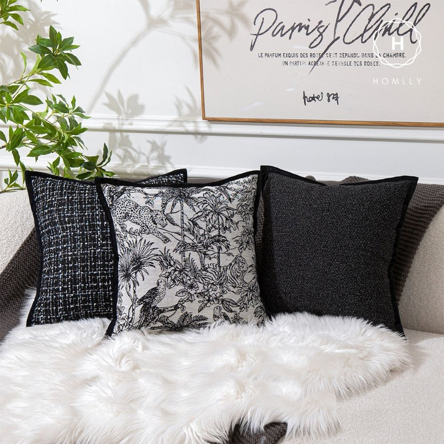 Homlly Modern Decorative Black Pillow Cushion Cover Set
