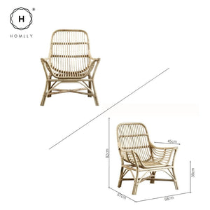 Homlly Howard Outdoor Hand Woven Natural Rattan Cane Chair