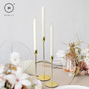Homlly Dining Centerpiece Decorative Brass Candlestick Candelabra Holder (3pcs Set)