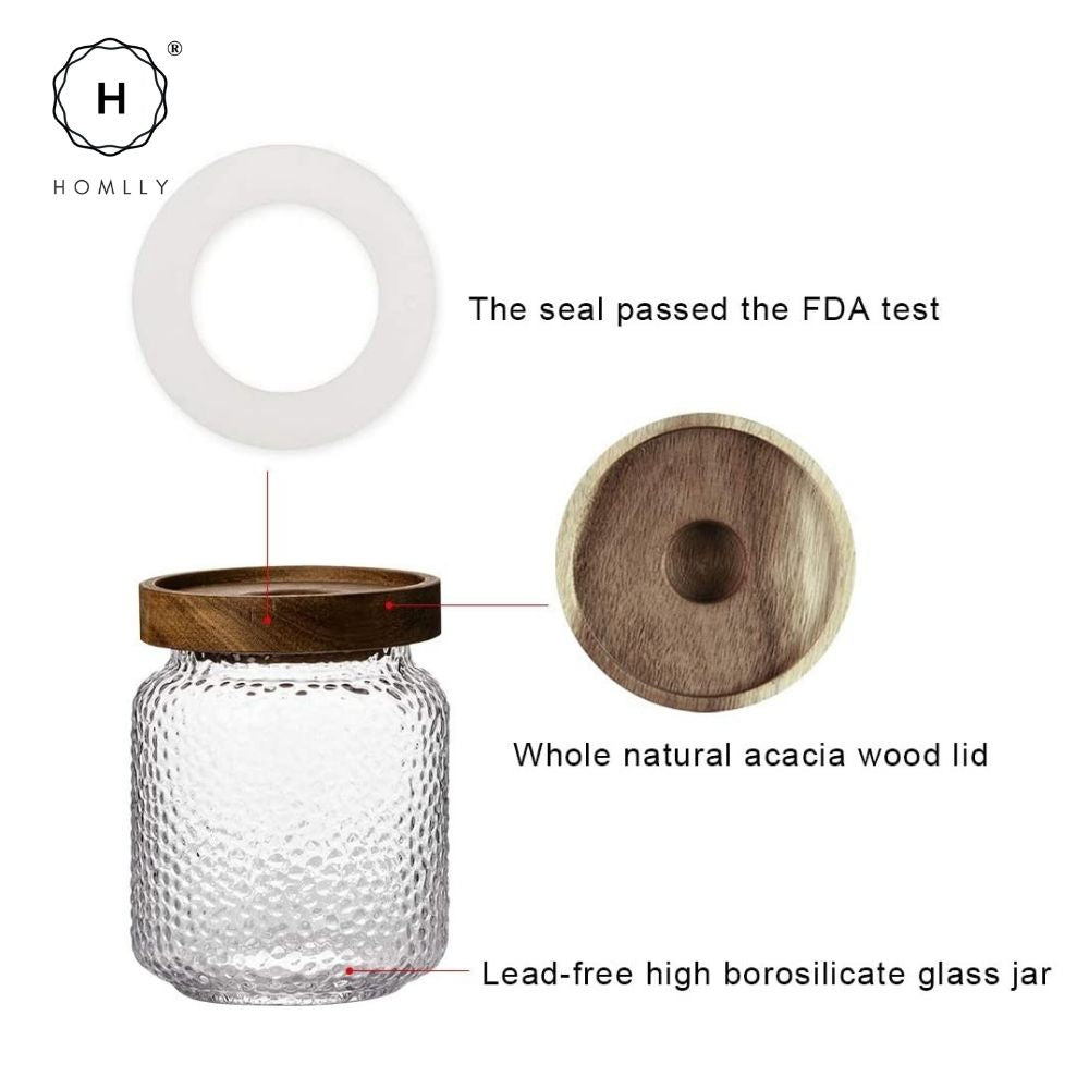 Borosilicate Glass & Acacia Wood Food-Storage Containers