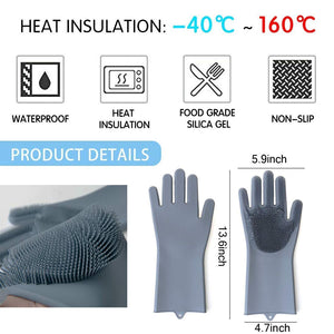 Homlly magic silicone gloves with wash scrubber (2 pairs) - Homlly