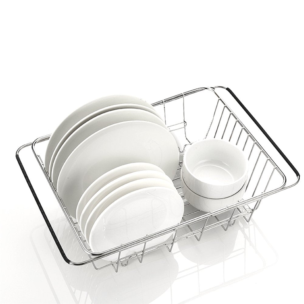 1pc Stainless Steel Kitchen Basket & Dish Rack With Drainage, Expandable  Sink Shelf Suitable For Rectangular Sink; 1pc Expandable Above-sink Dish  Drainer, Kitchen Drainage Basket, Dish Drying Rack