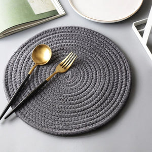 Homlly Modern Braided Round Table Coasters (4pcs)