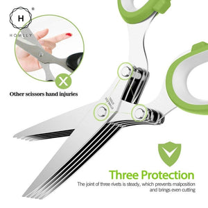 Homlly 5 Stainless Steel Blades Herb Scissors
