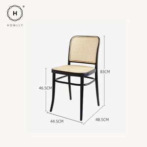 Homlly Natural Rattan Solid Wood Dining Chair