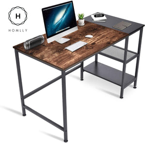 Homlly Toika Home Office Computer Desk with 2 Tier Storage Shelves (120*60*75cm)