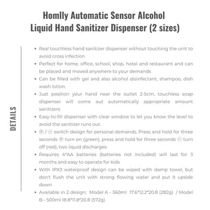 Homlly Automatic Sensor Alcohol Liquid Hand Sanitizer Dispenser (2 sizes)