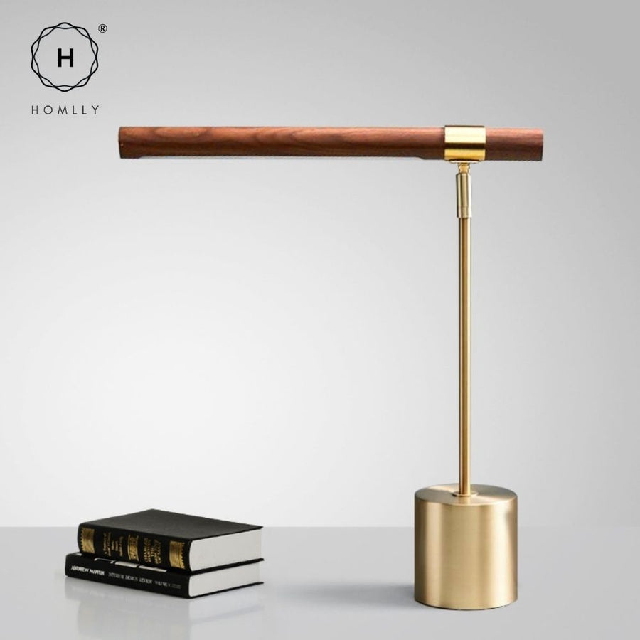 Homlly Otixx Gold & Wood Desk Lamp