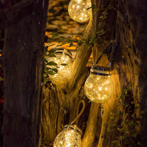Homlly Solar LED Fairy Crackled Glass Lantern Lamps (2pcs)
