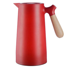 Homlly Thermal Double Walled Insulated Vacuum Flask Jug with Wooden Handle (1L)