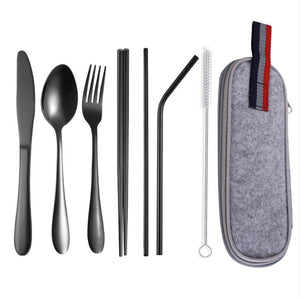 Homlly 8pcs Stainless Steel Cutlery Set with Pouch