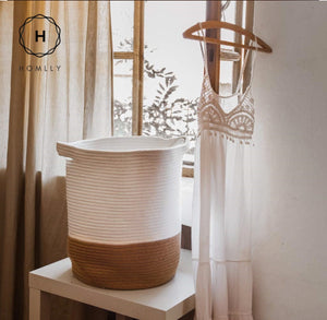 Homlly Cotton Woven Rope Basket for Nursery Toy Laundry Storage