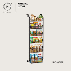 Homlly Over the Door 4/5/6 Tier Pantry Kitchen Bathroom Organizer and Storage Rack with Full Basket