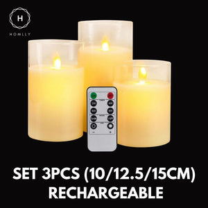 Homlly Glass LED Remote Battery Operated Flickering Candles