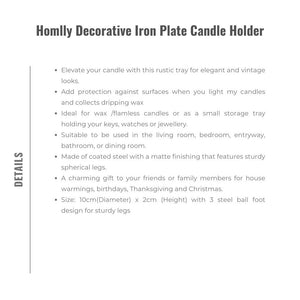 Homlly Decorative Iron Plate Candle Holder