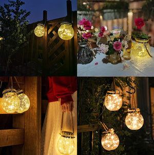 Homlly Solar LED Fairy Crackled Glass Lantern Lamps (2pcs)
