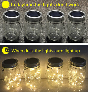 Homlly Solar Mason Jar Fairy LED Lights (4pcs)