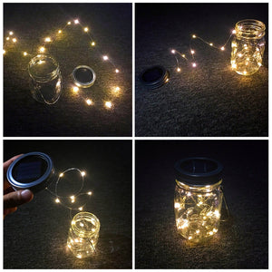 Homlly Solar Mason Jar Fairy LED Lights (4pcs)
