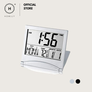 Homlly Slim Digital Travel Alarm LCD Clock with Calendar Timer Temperature Snooze Mode