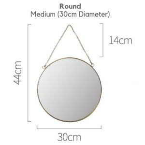Homlly Keii Gold Rim Hexagon Round Shape Hanging Wall Mirror