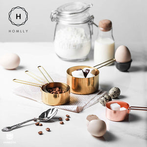 Homlly Gold Measuring Cups and Spoons (Set of 8pcs)
