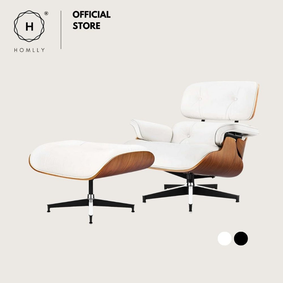 Homlly Mid Century Chaise Lounge Chair and Ottoman