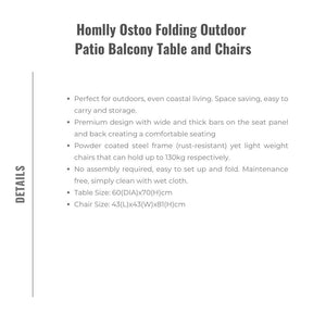 Homlly Ostoo Folding Outdoor Patio Balcony Table and Chairs