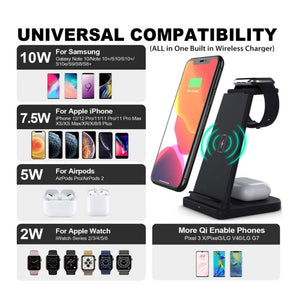 Homlly Detachable 3 in 1 Wireless Charging Station  Dock for Apple Samsung Watch Qi enabled Smartphone