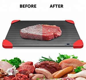 Homlly Defrosting Tray with Red Silicone Border (FDA Safe) available in 3 sizes S/M/L