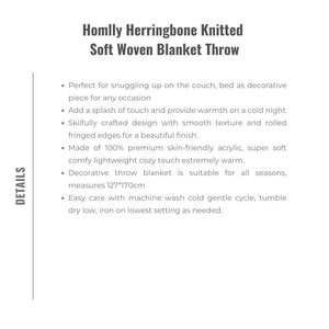 Homlly Herringbone Knitted Soft Woven Blanket Throw