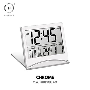 Homlly Slim Digital Travel Alarm LCD Clock with Calendar Timer Temperature Snooze Mode