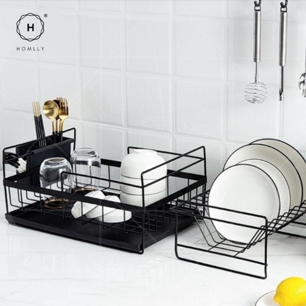  HOMQUEN 2 Layer Dish Drying Rack, Over The Sink Dish