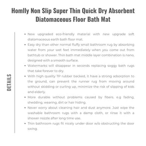 Homlly Non Slip Super Thin Quick Dry Absorbent Diatomaceous Floor Bath Mat