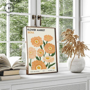 Homlly Matisse Wall Art Prints Minimalist Flower Market Posters Vintage Gallery Canvas Frame (5 Sizes & Gold Frame)