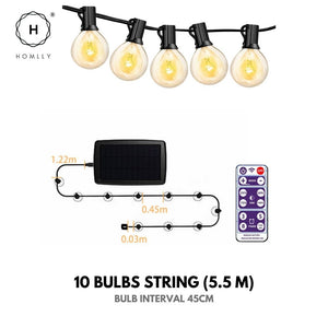Homlly Dimmable Solar USB Dual Power Outdoor Balcony String Lights with Remote