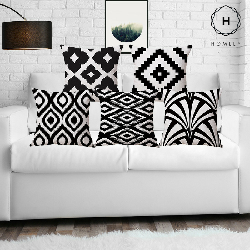Homlly Geometric Black Cushion Covers