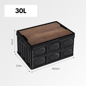 Homlly Collapsible Storage Box Crates with Wood Tabletop Lid