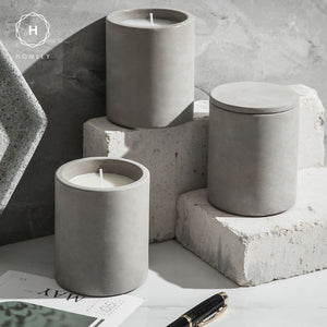 Homlly Apothecary Scented Soy Candles Wood Wick Concrete Holder