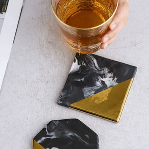 Homlly Tii Gold Marble Coasters