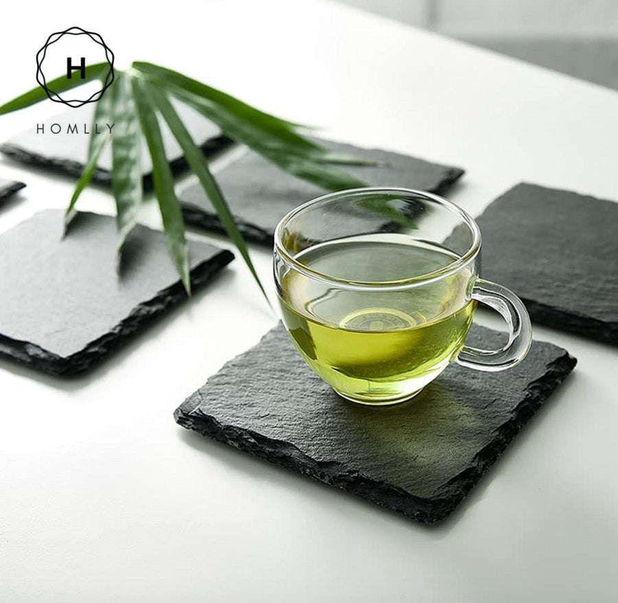 Homlly Slate Stone Drink Coasters (Set of 4pcs)