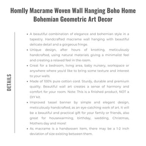 Homlly Macrame Woven Wall Hanging Boho Home Bohemian Geometric Art Decor