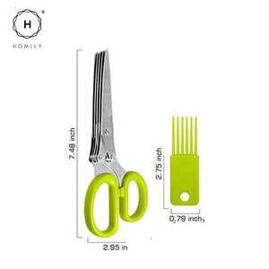 Homlly 5 Stainless Steel Blades Herb Scissors