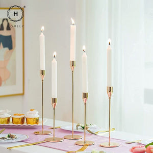 Homlly Dining Centerpiece Decorative Brass Candlestick Candelabra Holder (3pcs Set)