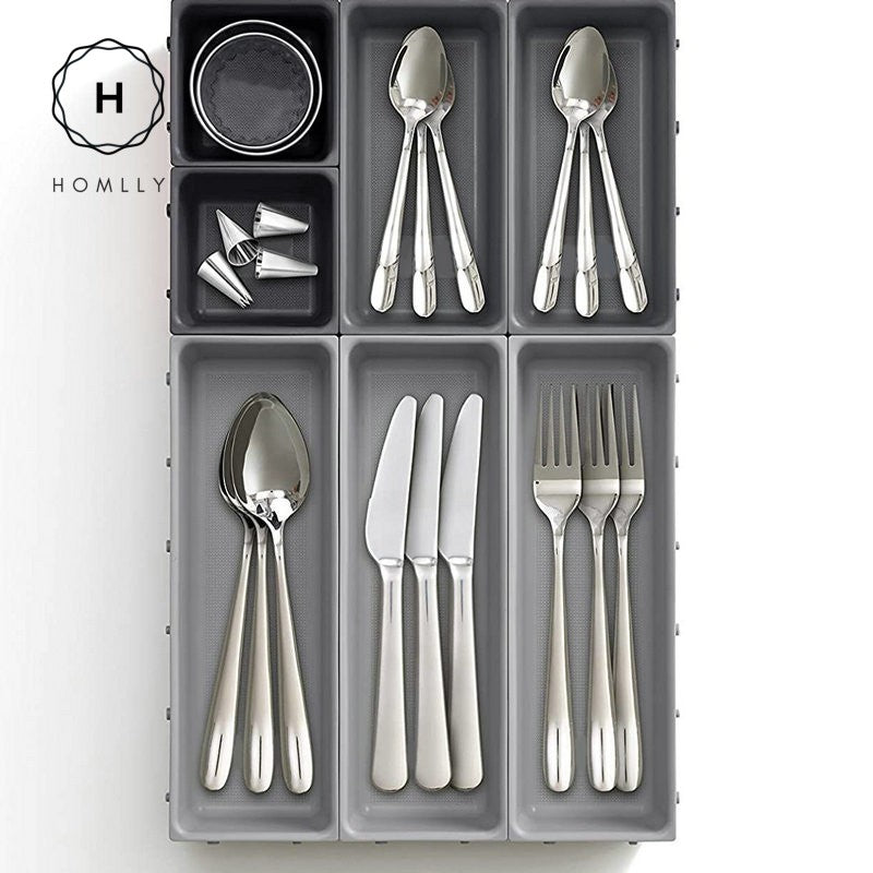 Homlly 7 Pieces Drawer Organizer Set (Grey)